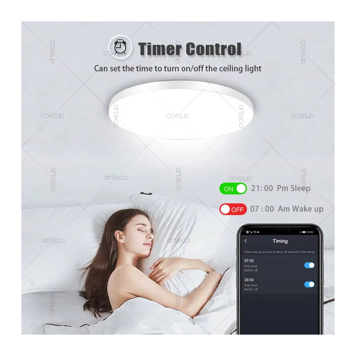 Arteco Zigbee Smart LED Deckenlampe RGB CW mit Tuya App-Steuerung und Alexa-Kompatibilität, Bunt, Minimalistisch - Bild 5