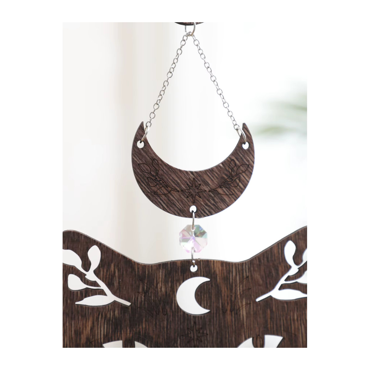 Artilady Wandbehang aus Holz mit Katzen- und Mondphasen-Design in Braun im Bohemian Stil - Bild 4