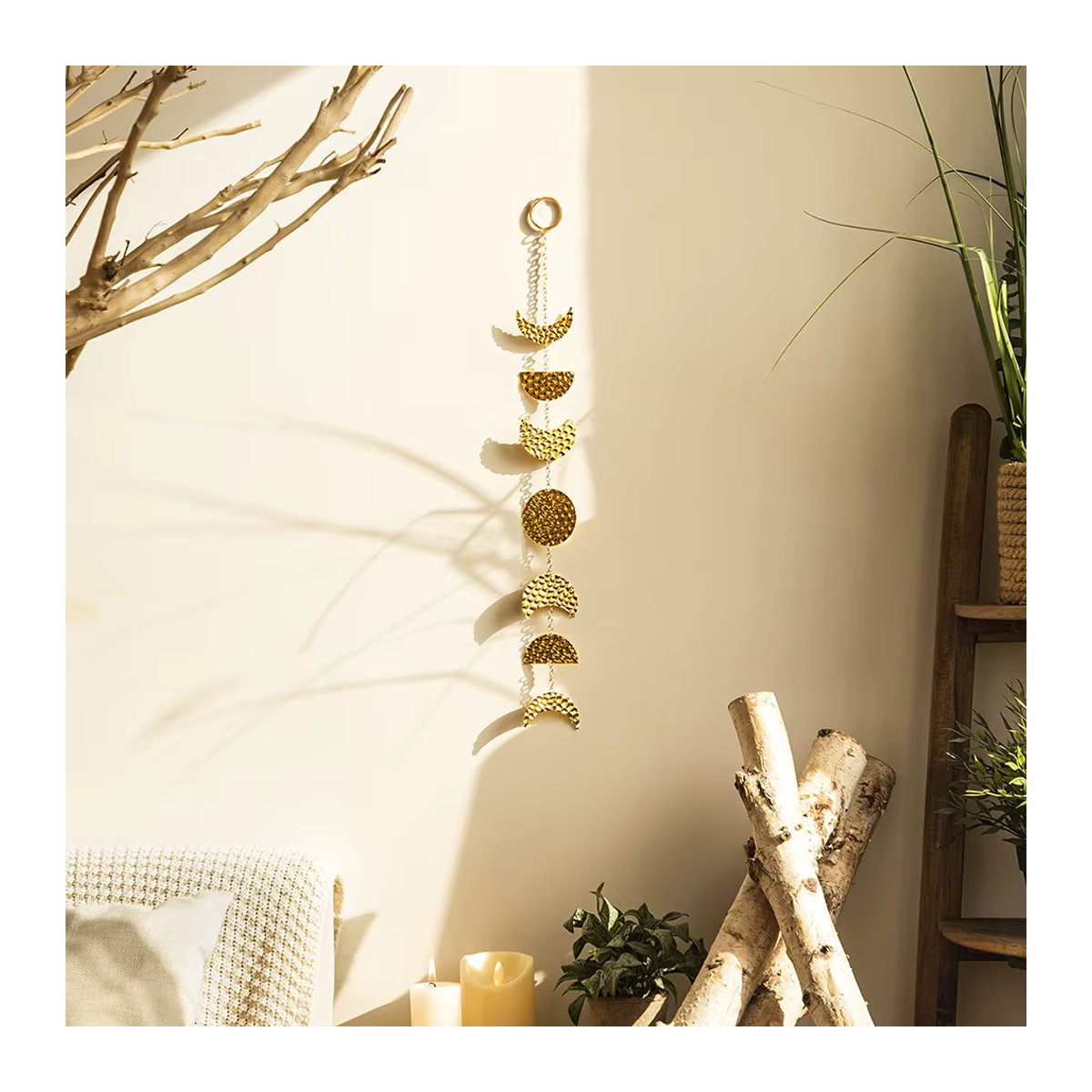 Artilady Wandbehang Mondphasen aus Gold Metall im Boho Design als moderne Wanddekoration - Bild 2