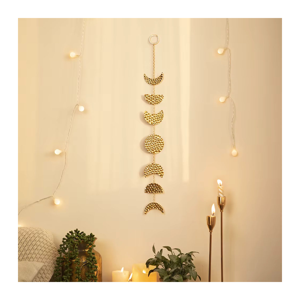 Artilady Wandbehang Mondphasen aus Gold Metall im Boho Design als moderne Wanddekoration - Bild 4