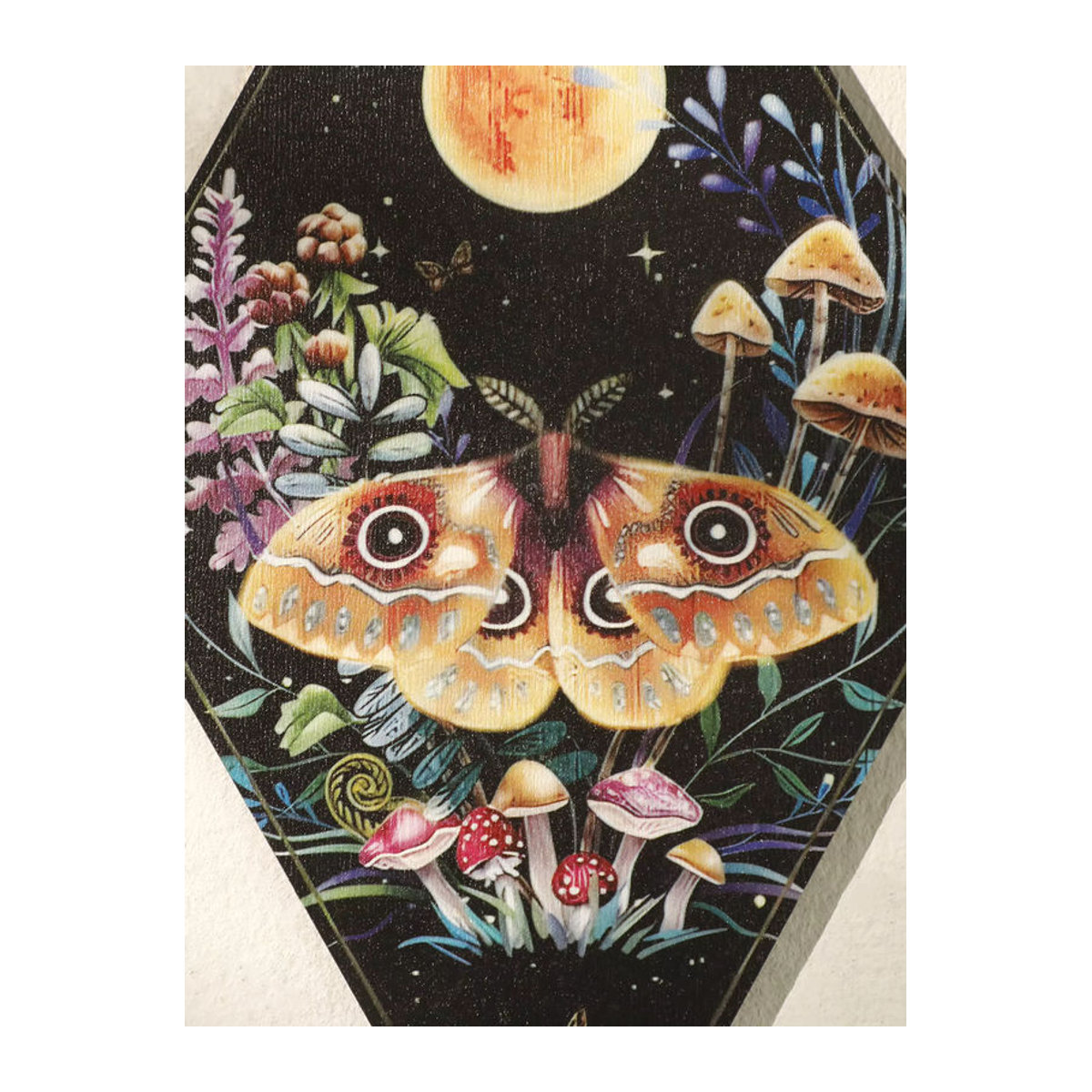 Artilady Wanddeko aus Holz mit Pilz- und Schmetterlingsmuster in Schwarz im Bohemian Design - Bild 4