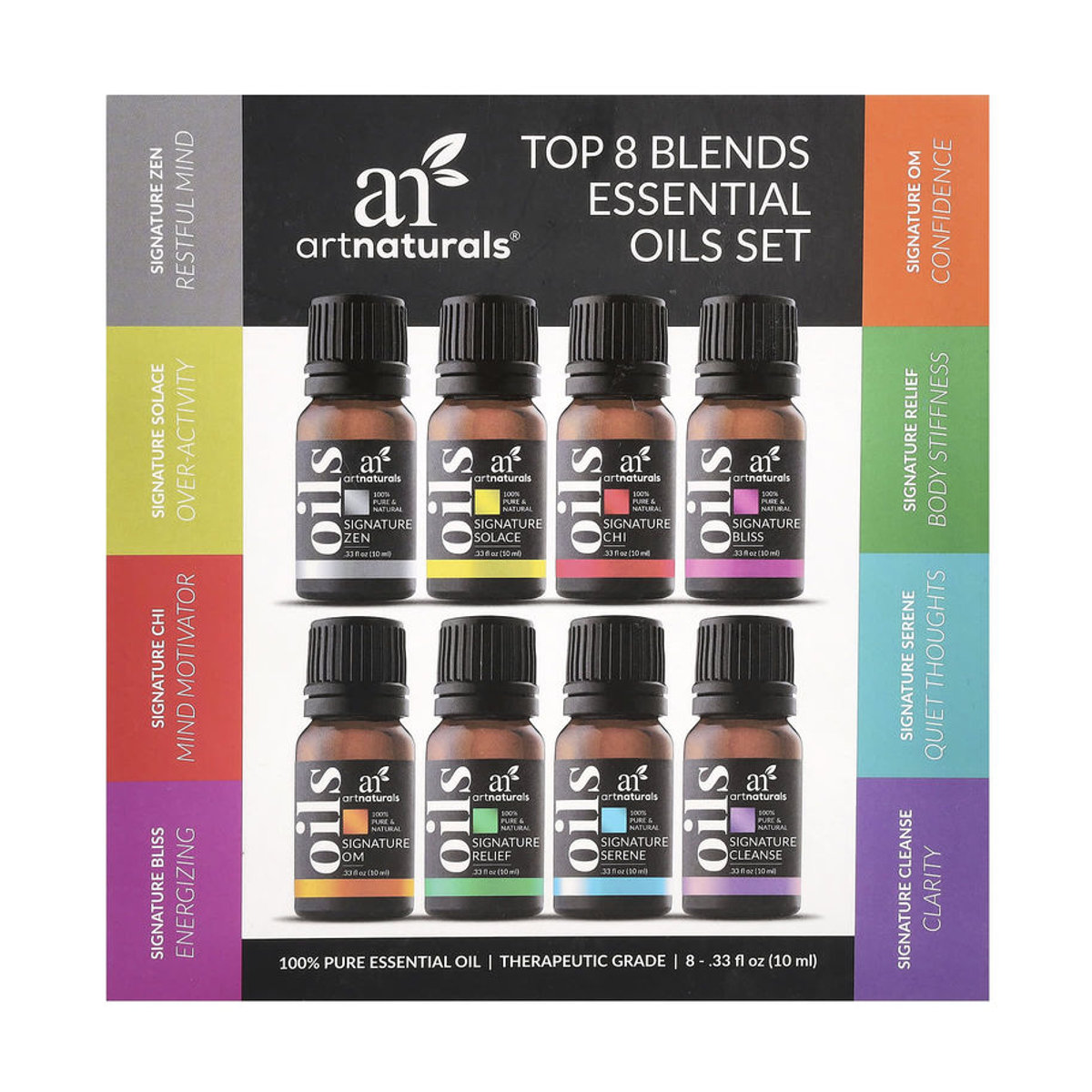 artnaturals Ätherisches Öl-Set mit 8 Mischungen in Glasflaschen, mehrfarbig, 8 x 10 ml - Bild 2