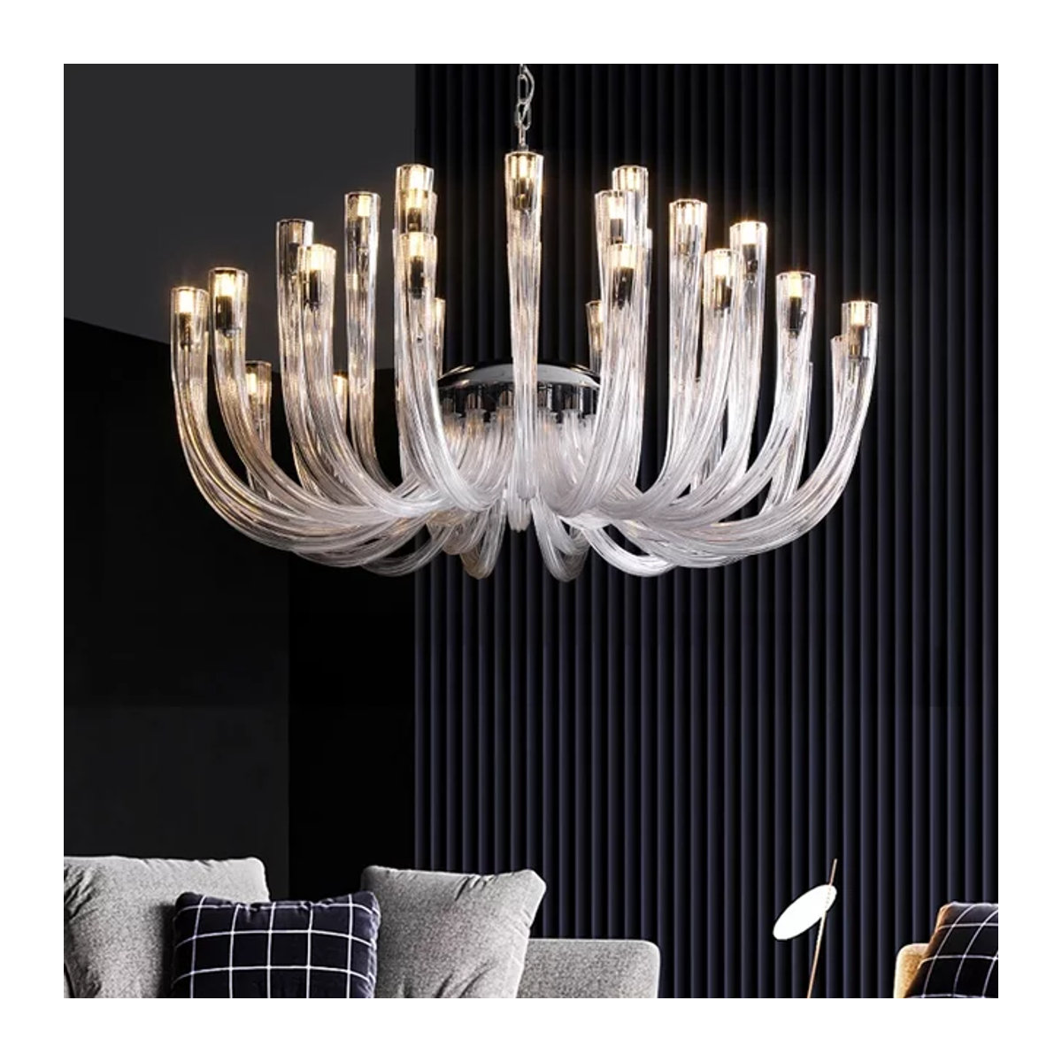 Artpad Art Deco LED-Glas-Kronleuchter in Silber für Wohnzimmer, Schlafzimmer und Esszimmer - Bild 1