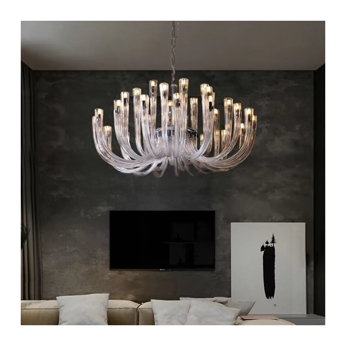 Artpad Art Deco LED-Glas-Kronleuchter in Silber für Wohnzimmer, Schlafzimmer und Esszimmer - Bild 2