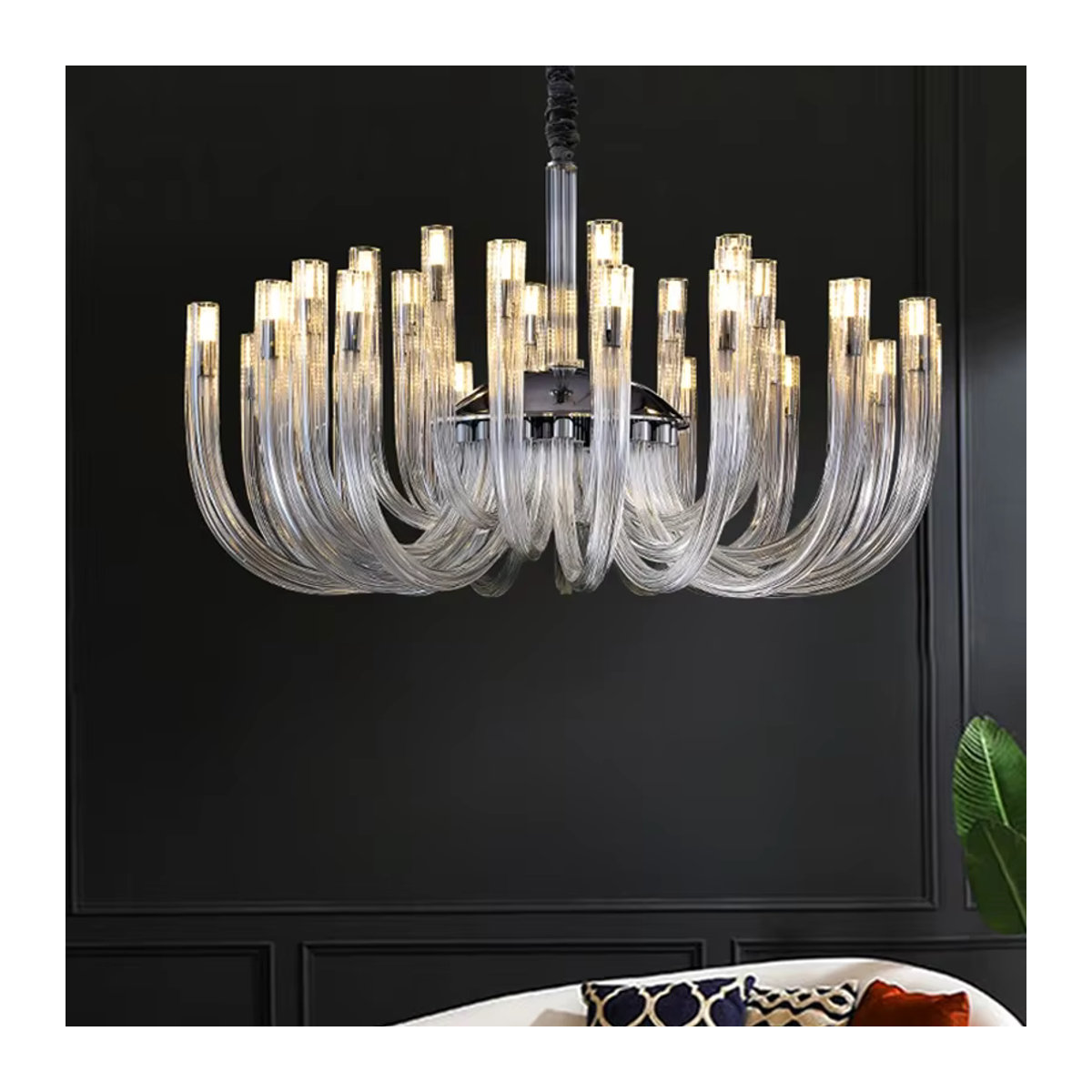 Artpad Art Deco LED-Glas-Kronleuchter in Silber für Wohnzimmer, Schlafzimmer und Esszimmer - Bild 3
