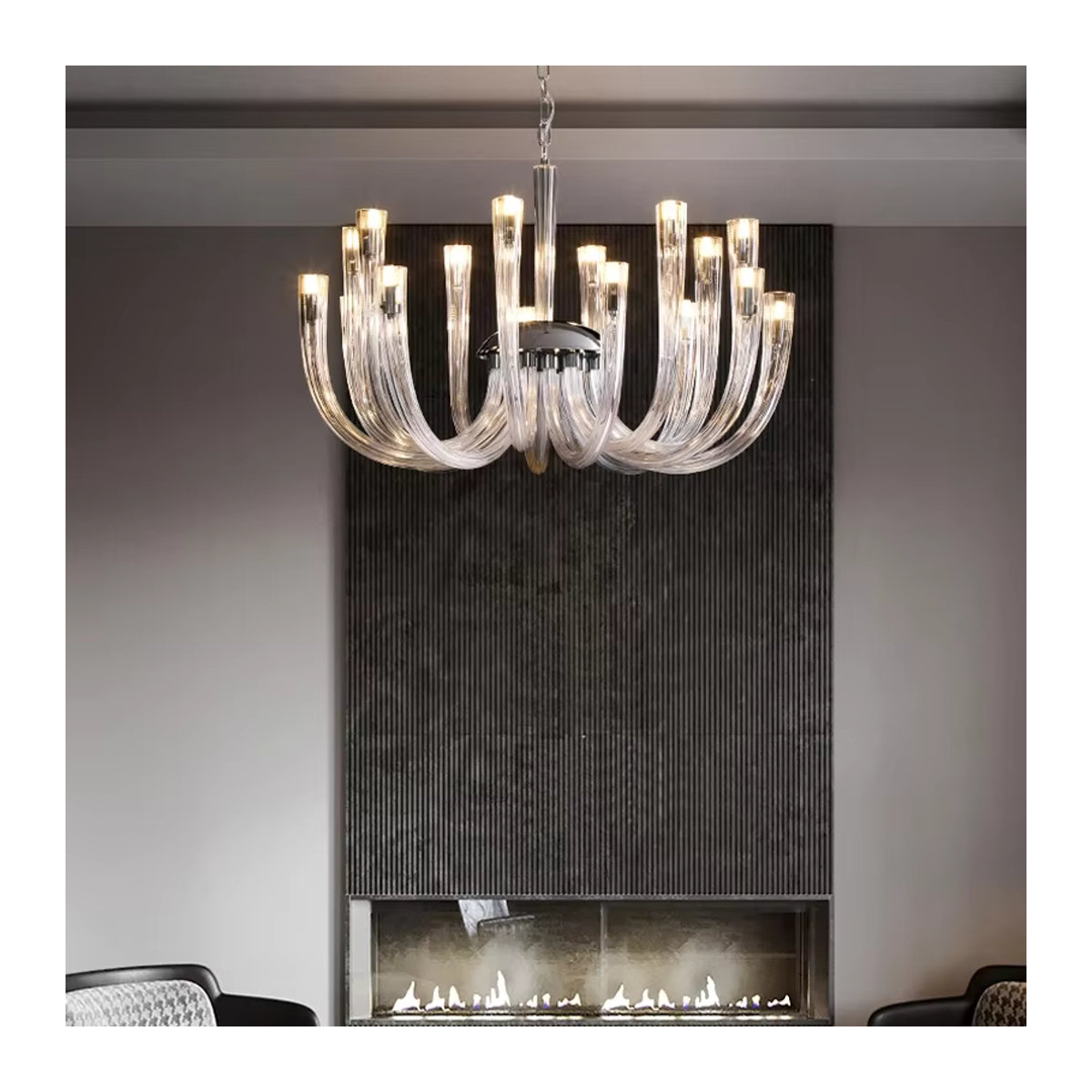 Artpad Art Deco LED-Glas-Kronleuchter in Silber für Wohnzimmer, Schlafzimmer und Esszimmer - Bild 4