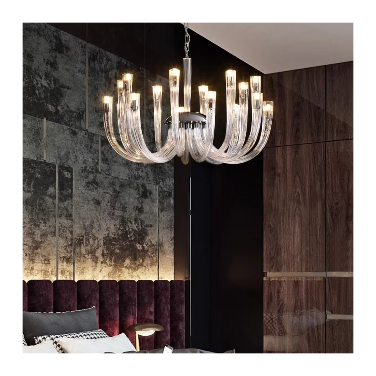 Artpad Art Deco LED-Glas-Kronleuchter in Silber für Wohnzimmer, Schlafzimmer und Esszimmer - Bild 5