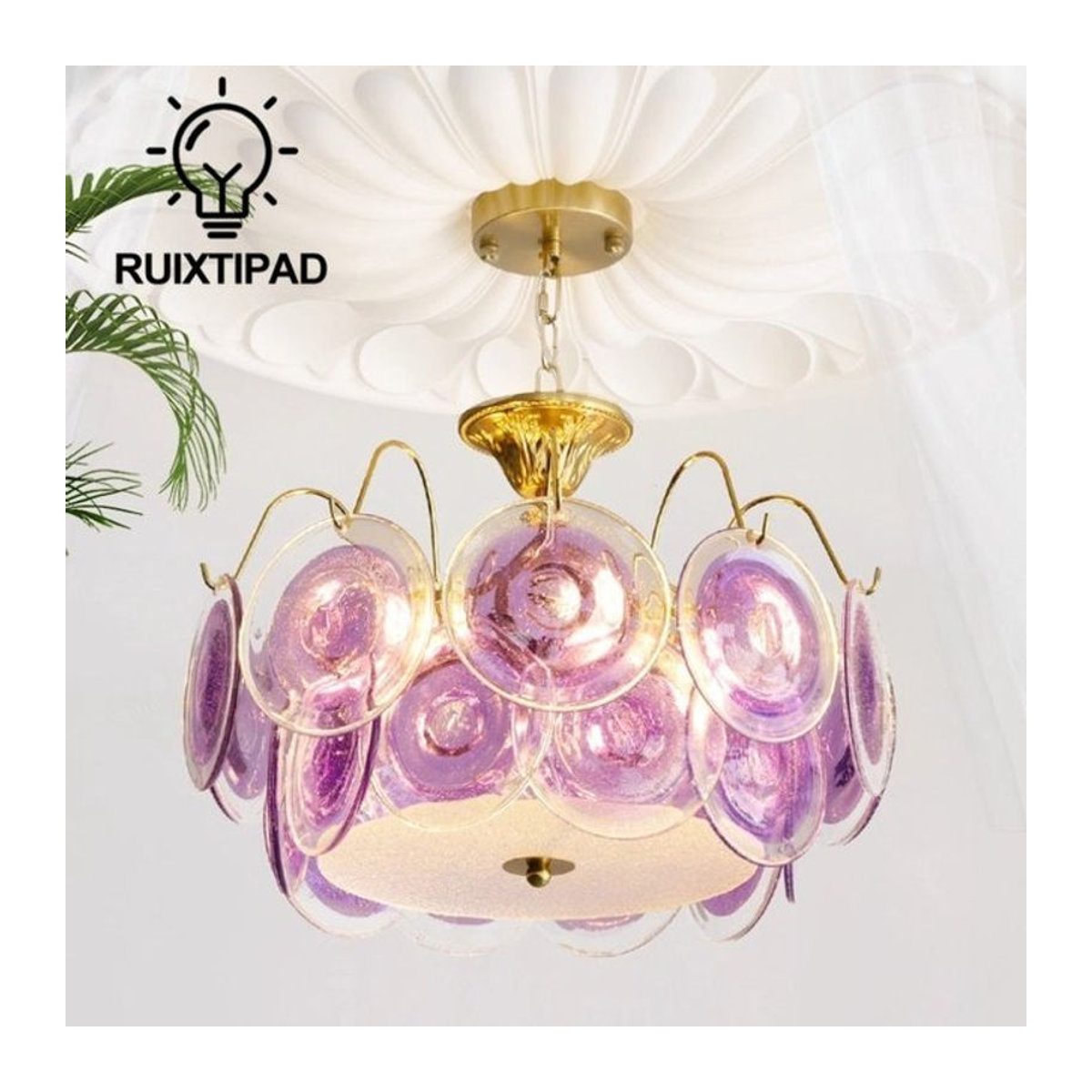 Artpad Bohemian Murano-Glas-Kronleuchter in Lila und Bunt - Bild 1