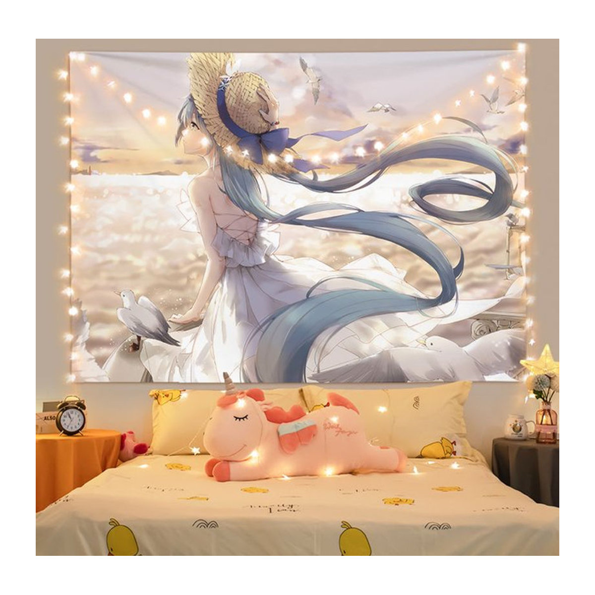 Ashou Anime Mädchen Wandbehang Rosa Textil Tapisserie für deine Kawaii Raumdekoration - Bild 1