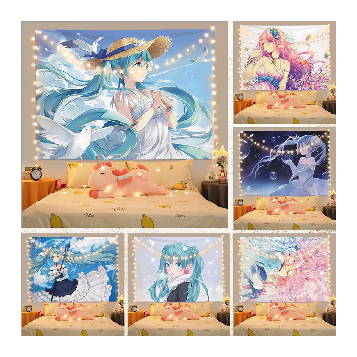 Ashou Anime Mädchen Wandbehang Rosa Textil Tapisserie für deine Kawaii Raumdekoration - Bild 2