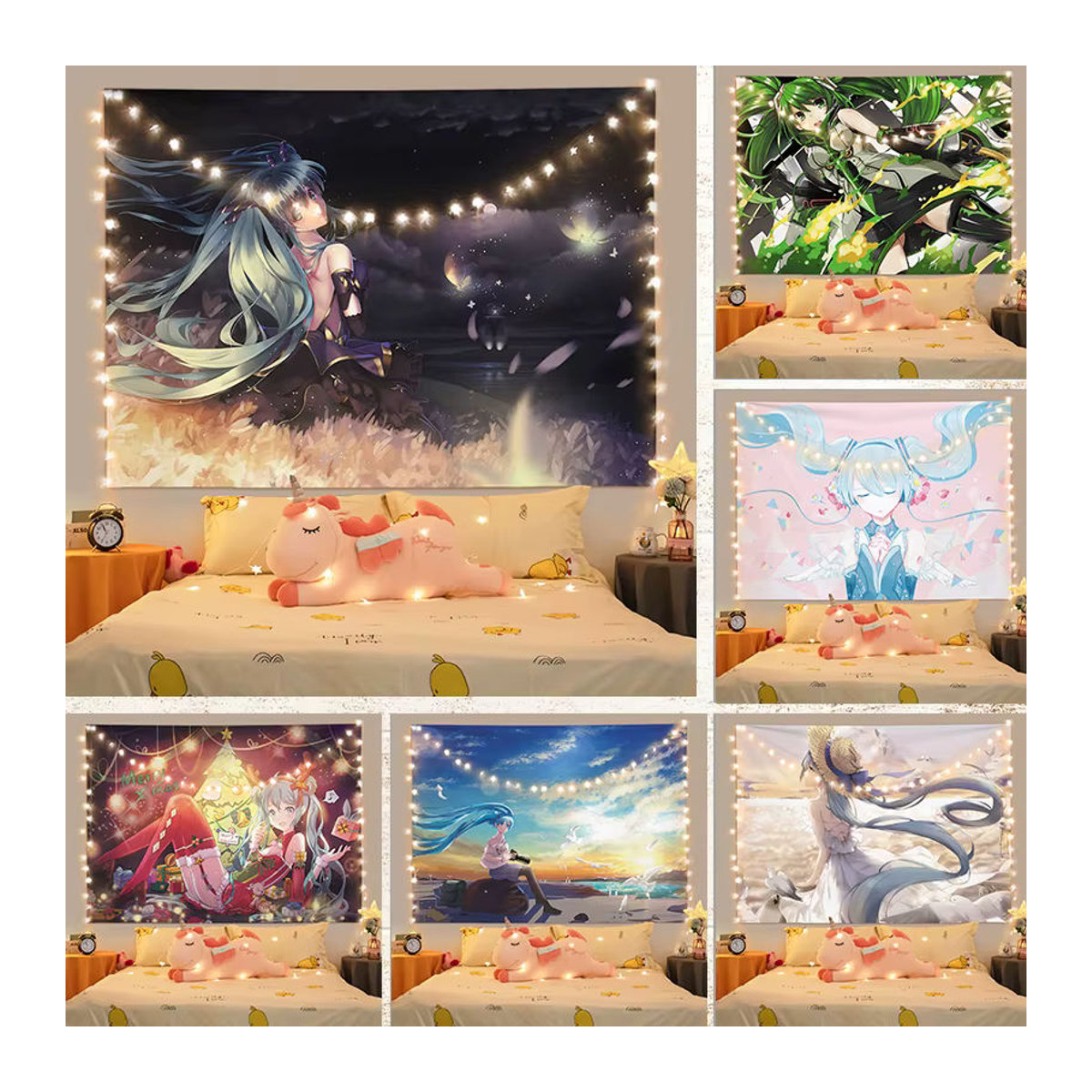 Ashou Anime Mädchen Wandbehang Rosa Textil Tapisserie für deine Kawaii Raumdekoration - Bild 3