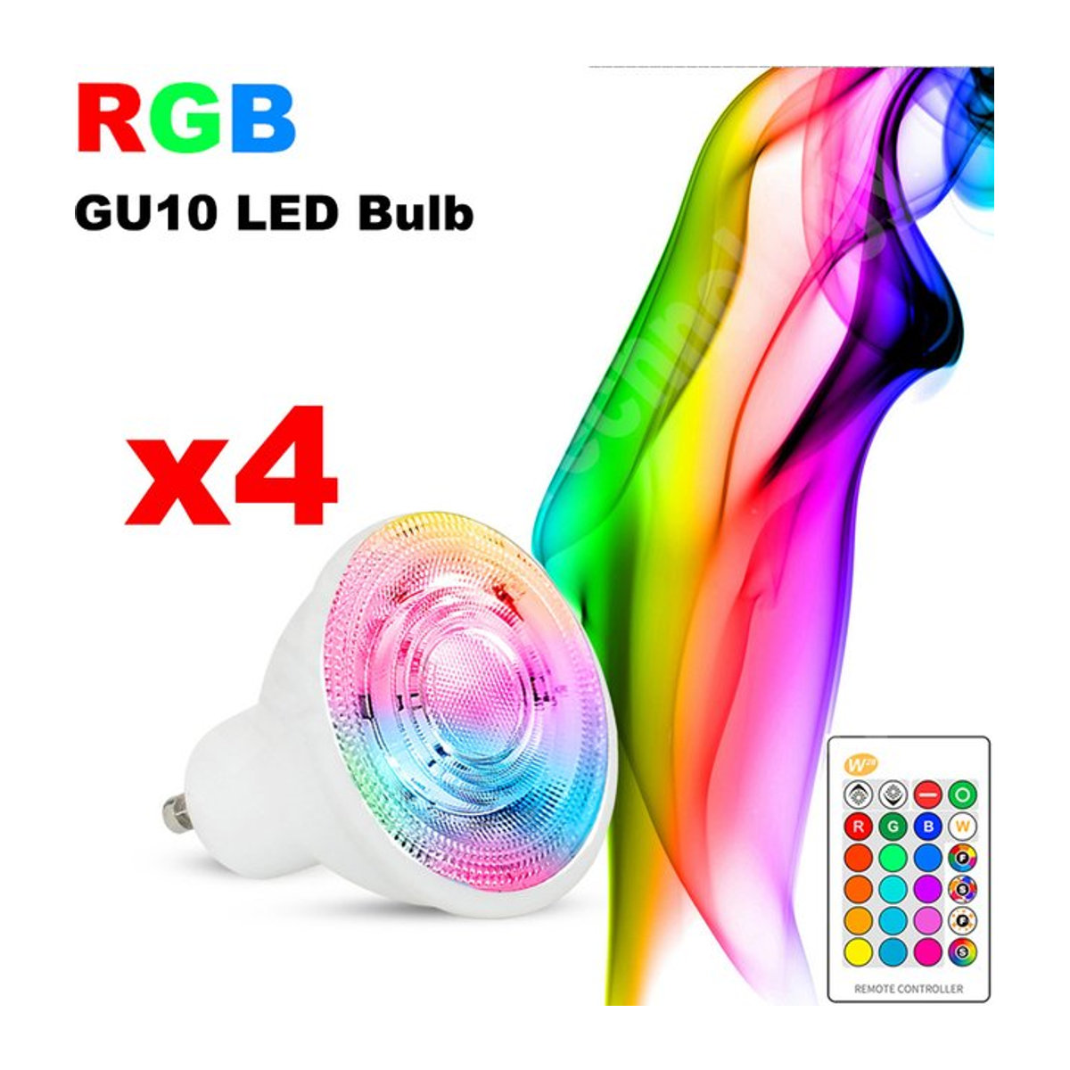 Asign LED GU10 Strahler Set mit Infrarot-Fernbedienung, 8W, RGBW Warmweiß und 16 Farben, dimmbar, 4er Pack - Bild 1