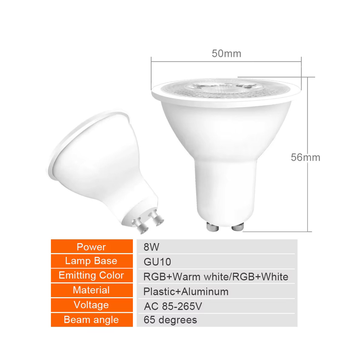 Asign LED GU10 Strahler Set mit Infrarot-Fernbedienung, 8W, RGBW Warmweiß und 16 Farben, dimmbar, 4er Pack - Bild 2