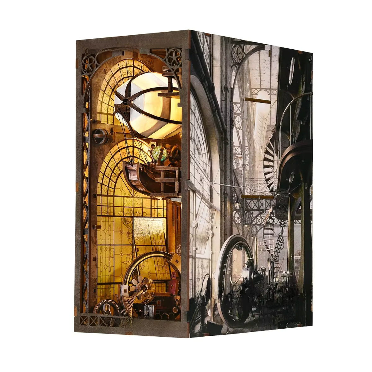 ASLOWSNAIL Book Nook Kit DIY Holzpuzzle Ballon Studio Schiff als dekorative Buchstütze für dein Bücherregal, mehrfarbig - Bild 7