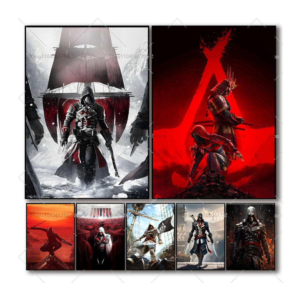Assassin's Creed Spiel Poster Selbstklebender Wasserdichter Wandaufkleber aus Papier für dein Zimmer oder deine Bar - Bild 1