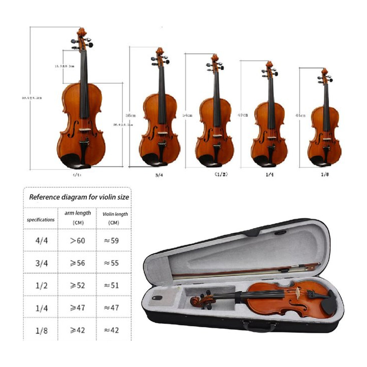 Astonvilla Akustik-Violine in Braun – Professionelle Solo-Geige für Anfänger, Kinder und Erwachsene - Bild 1