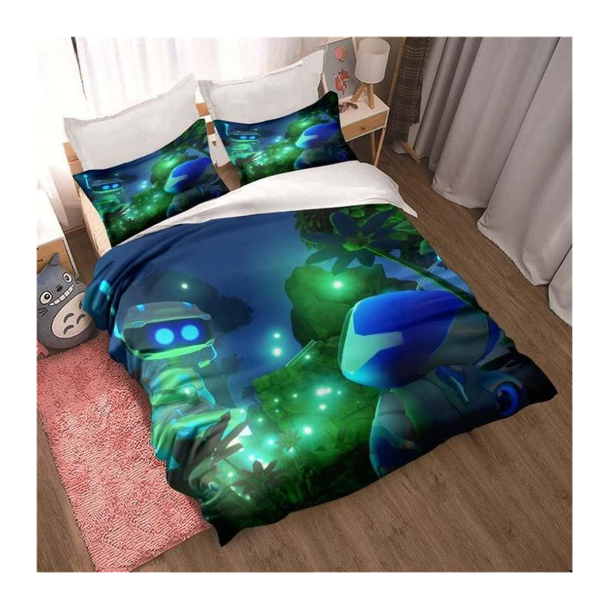 ASTRO BOT Cartoon Bettwäscheset mit Bettbezug und Kissenbezug für Erwachsene und Kinder, B/H: 135 x 200 cm - Bild 1