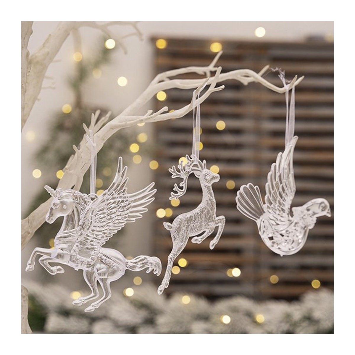 Ataozhekou Transparente Acryl Weihnachtsbaum Anhänger mit Tier- und Vogelfiguren als Weihnachtsdekoration - Bild 1
