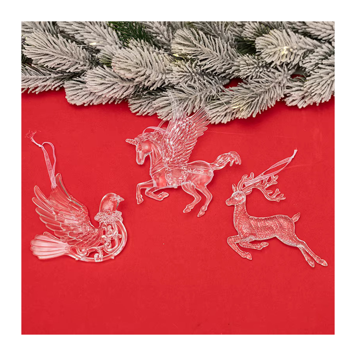 Ataozhekou Transparente Acryl Weihnachtsbaum Anhänger mit Tier- und Vogelfiguren als Weihnachtsdekoration - Bild 3