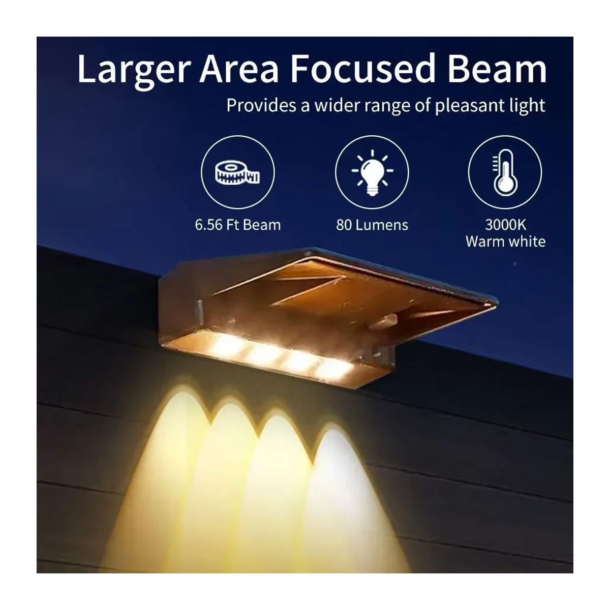 ATcomm 2er-Pack Solar-Wandleuchten mit 4 LEDs aus ABS und PC für den Außenbereich, wasserdichte Gartenbeleuchtung für Garten, Hof und Balkon - Bild 3