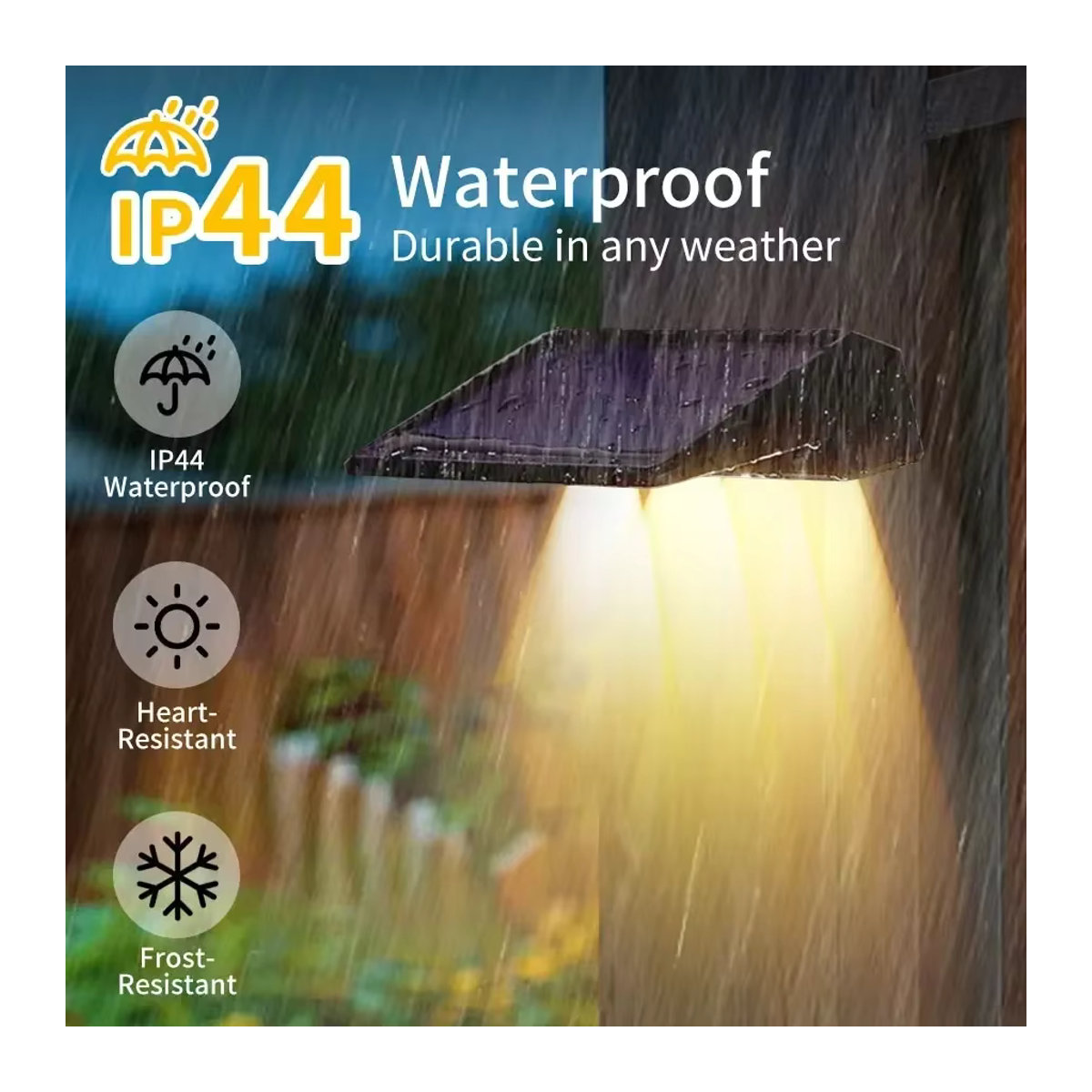 ATcomm 2er-Pack Solar-Wandleuchten mit 4 LEDs aus ABS und PC für den Außenbereich, wasserdichte Gartenbeleuchtung für Garten, Hof und Balkon - Bild 4