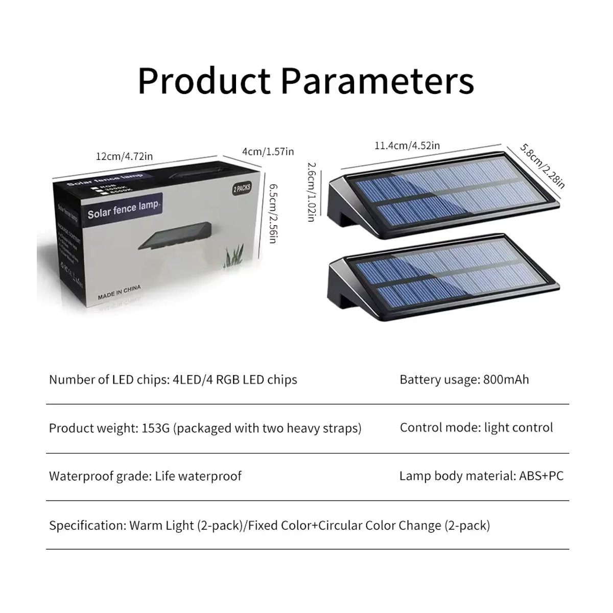 ATcomm 2er-Pack Solar-Wandleuchten mit 4 LEDs aus ABS und PC für den Außenbereich, wasserdichte Gartenbeleuchtung für Garten, Hof und Balkon - Bild 6