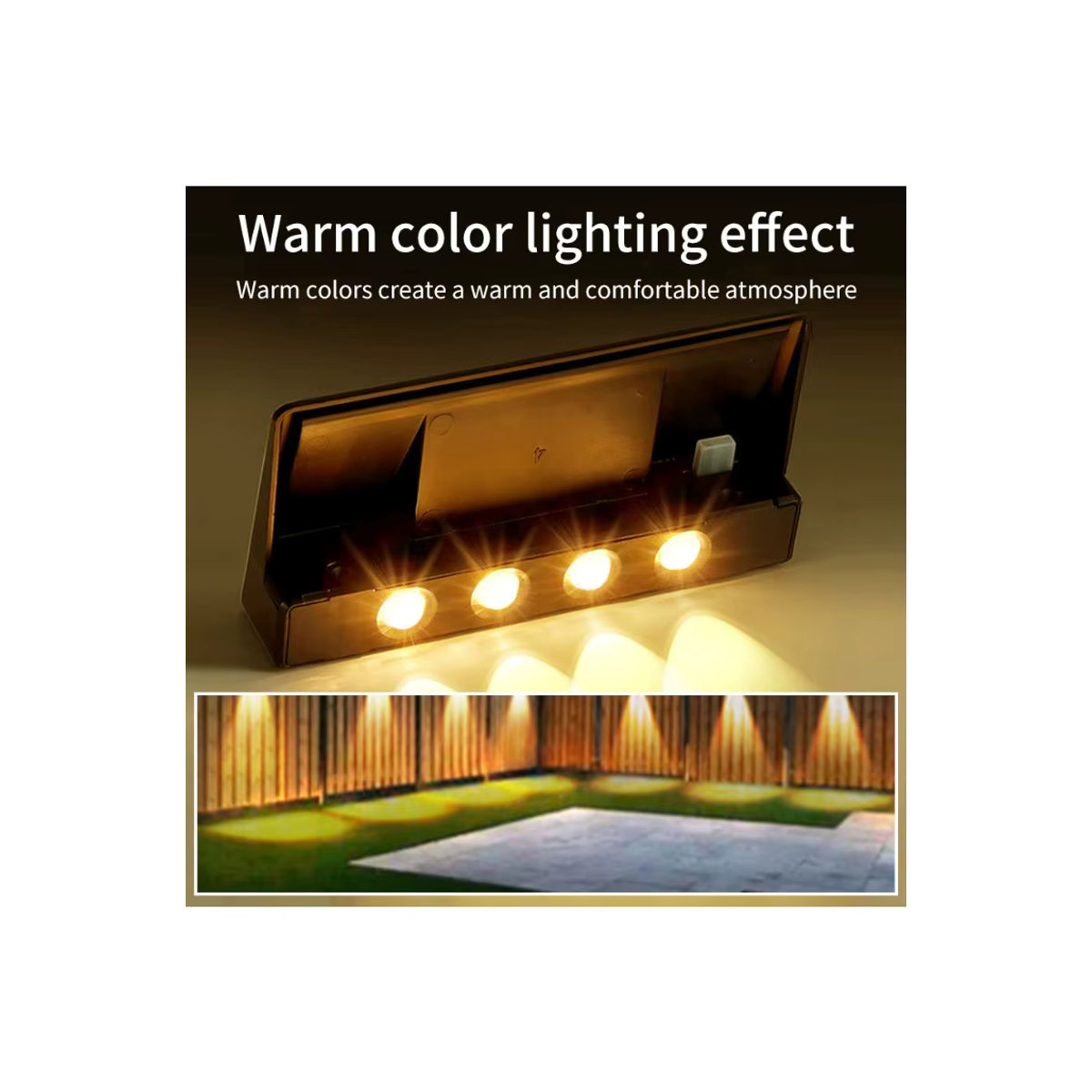 ATcomm 2er-Pack Solar-Wandleuchten mit 4 LEDs aus ABS und PC für den Außenbereich, wasserdichte Gartenbeleuchtung für Garten, Hof und Balkon - Bild 7