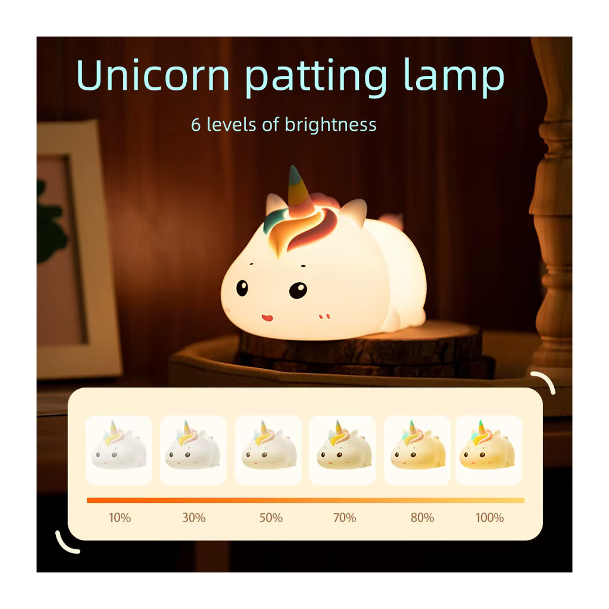 ATcomm Einhorn LED-Nachtlampe aus Silikon, dimmbare Klapplampe mit Fernbedienung in Bunt - Bild 2