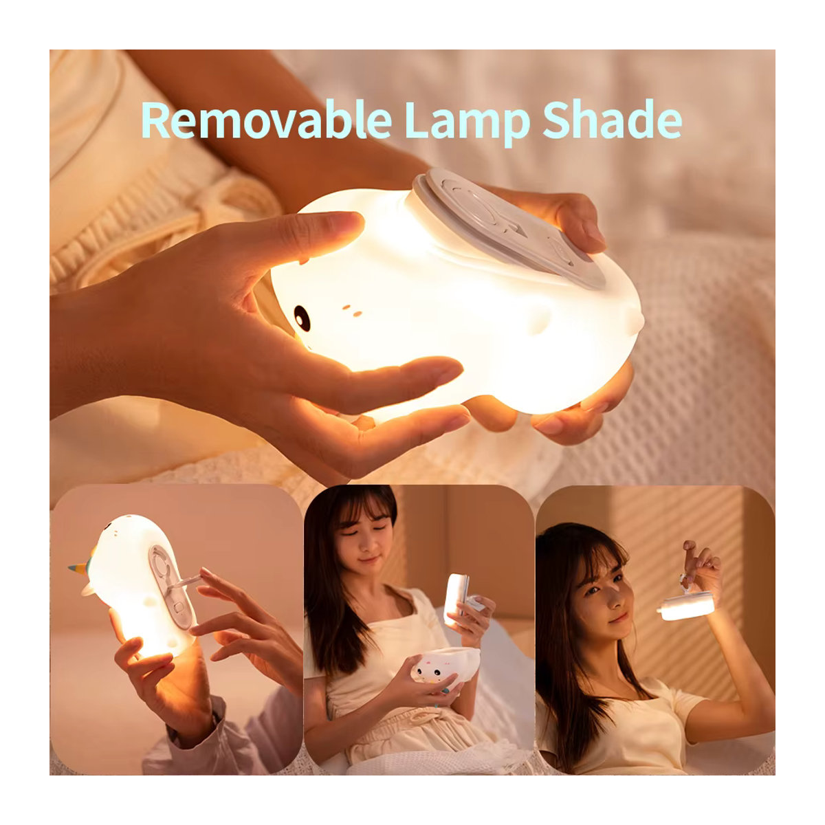 ATcomm Einhorn LED-Nachtlampe aus Silikon, dimmbare Klapplampe mit Fernbedienung in Bunt - Bild 4