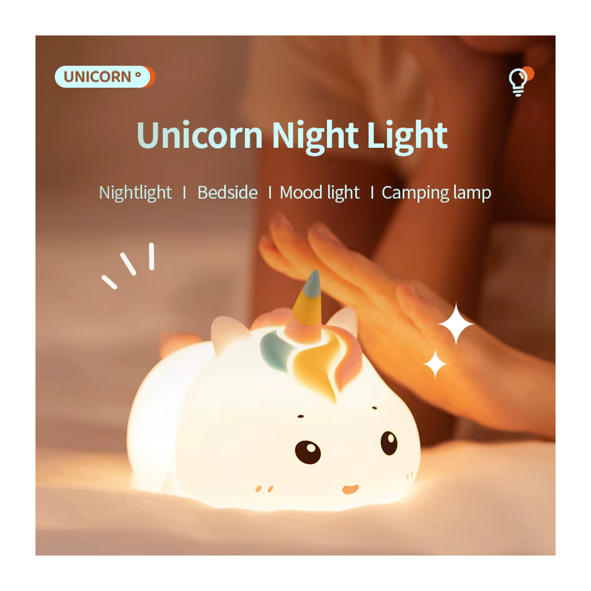 ATcomm Einhorn LED-Nachtlampe aus Silikon, dimmbare Klapplampe mit Fernbedienung in Bunt - Bild 5