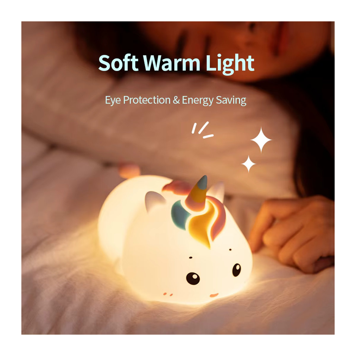ATcomm Einhorn LED-Nachtlampe aus Silikon, dimmbare Klapplampe mit Fernbedienung in Bunt - Bild 6