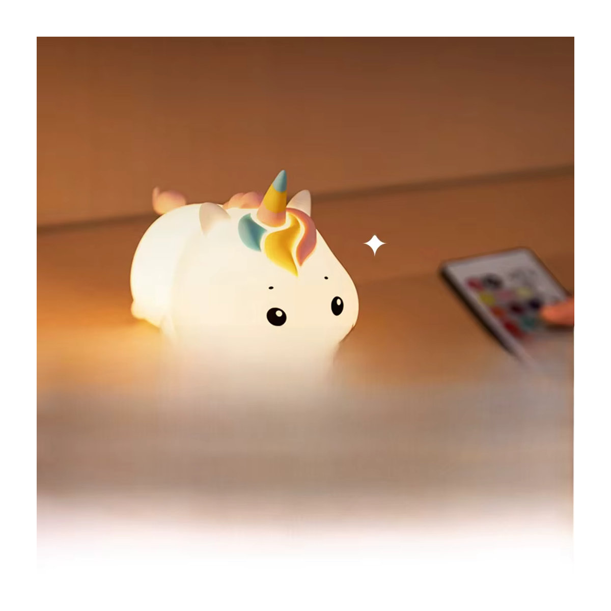 ATcomm Einhorn LED-Nachtlampe aus Silikon, dimmbare Klapplampe mit Fernbedienung in Bunt - Bild 7