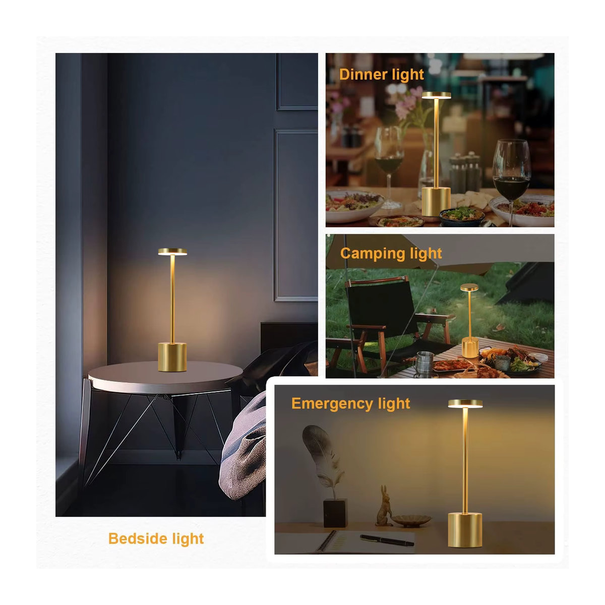 ATcomm LED Tischlampe aus Metall in Weiß mit Touch-Funktion und drei Lichtfarben, wiederaufladbare kabellose Schreibtischlampe im minimalistischen Design - Bild 6