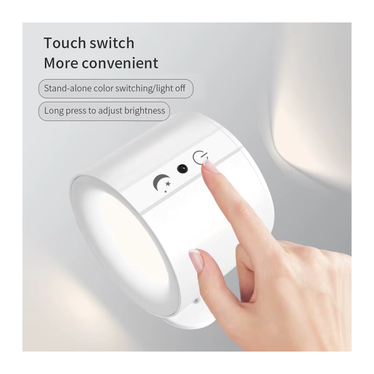 ATcomm LED Wandleuchter mit Touch Control und Doppelkopf, 360 Grad drehbar, 3 Farben, Weiß, minimalistisches Design - Bild 1