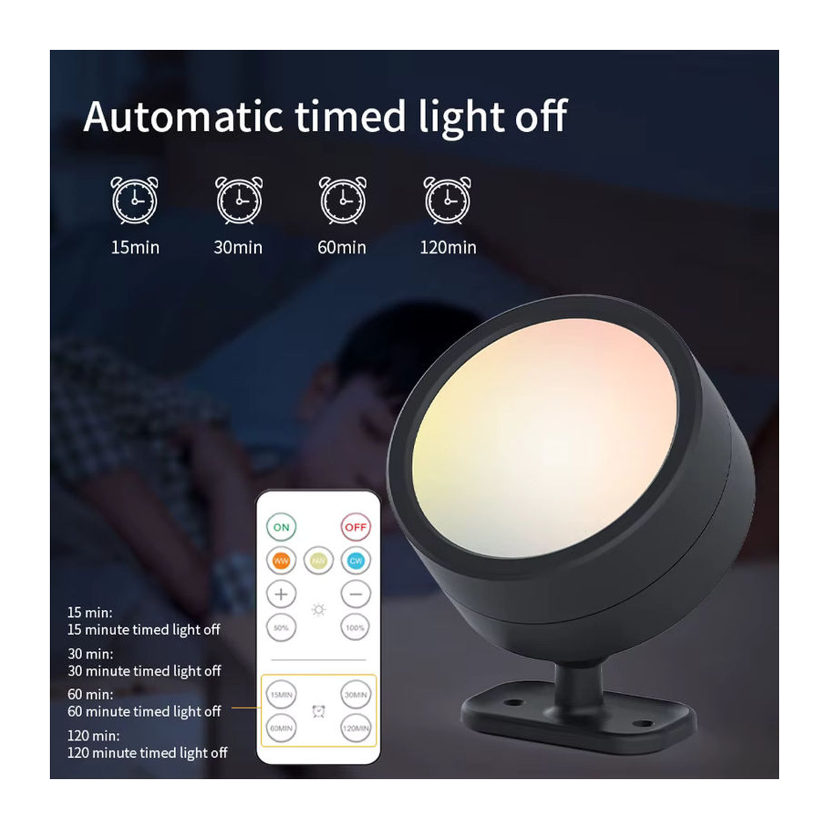 ATcomm Magnetische LED-Wandleuchte in Weiß, kabellose wiederaufladbare Wandlampe mit 360 Grad Rotation und Fernbedienung, minimalistisches Umgebungslicht zur Raumdekoration - Bild 2