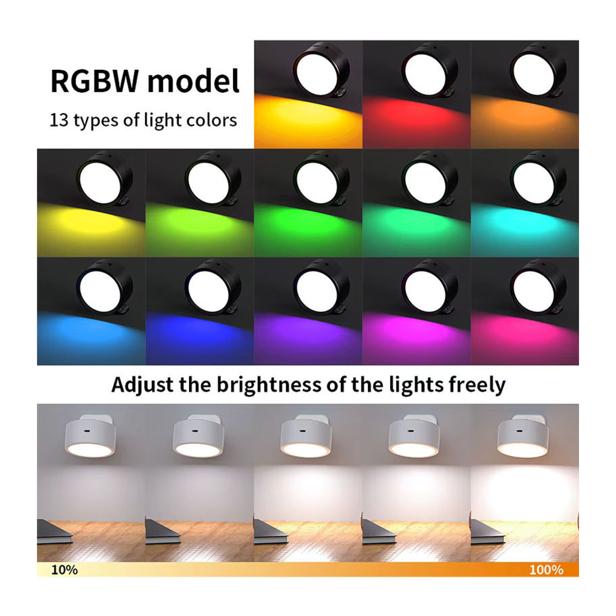 ATcomm Magnetische LED-Wandleuchte in Weiß, kabellose wiederaufladbare Wandlampe mit 360 Grad Rotation und Fernbedienung, minimalistisches Umgebungslicht zur Raumdekoration - Bild 3