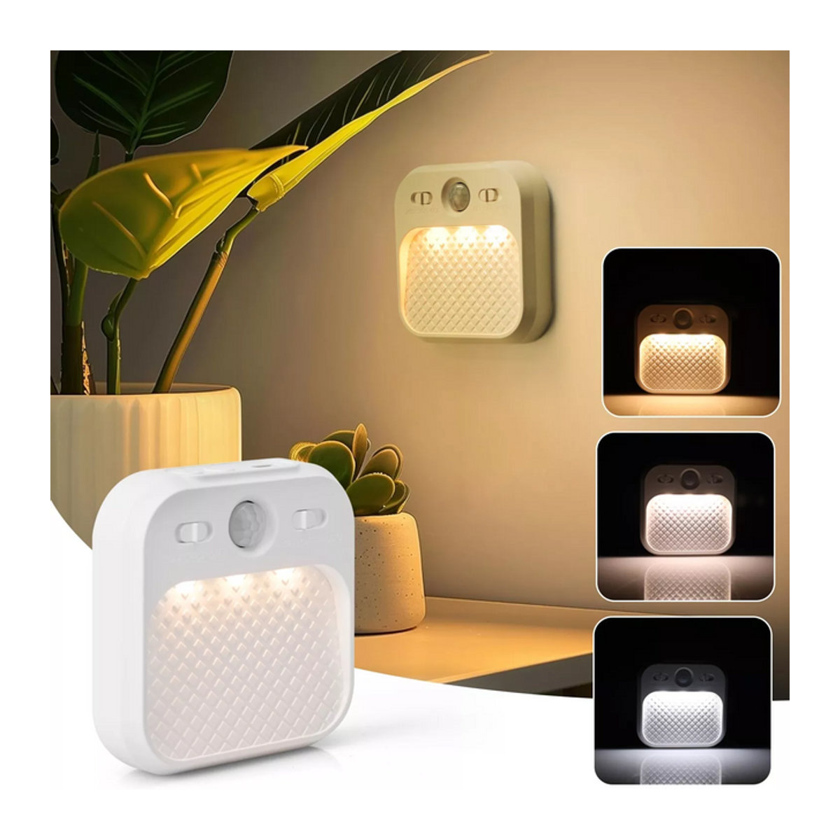 ATcomm Minimalistisches LED Nachtlicht mit Bewegungssensor und USB-Wiederaufladung für Schlafzimmer, Treppe und Schrank - Bild 1