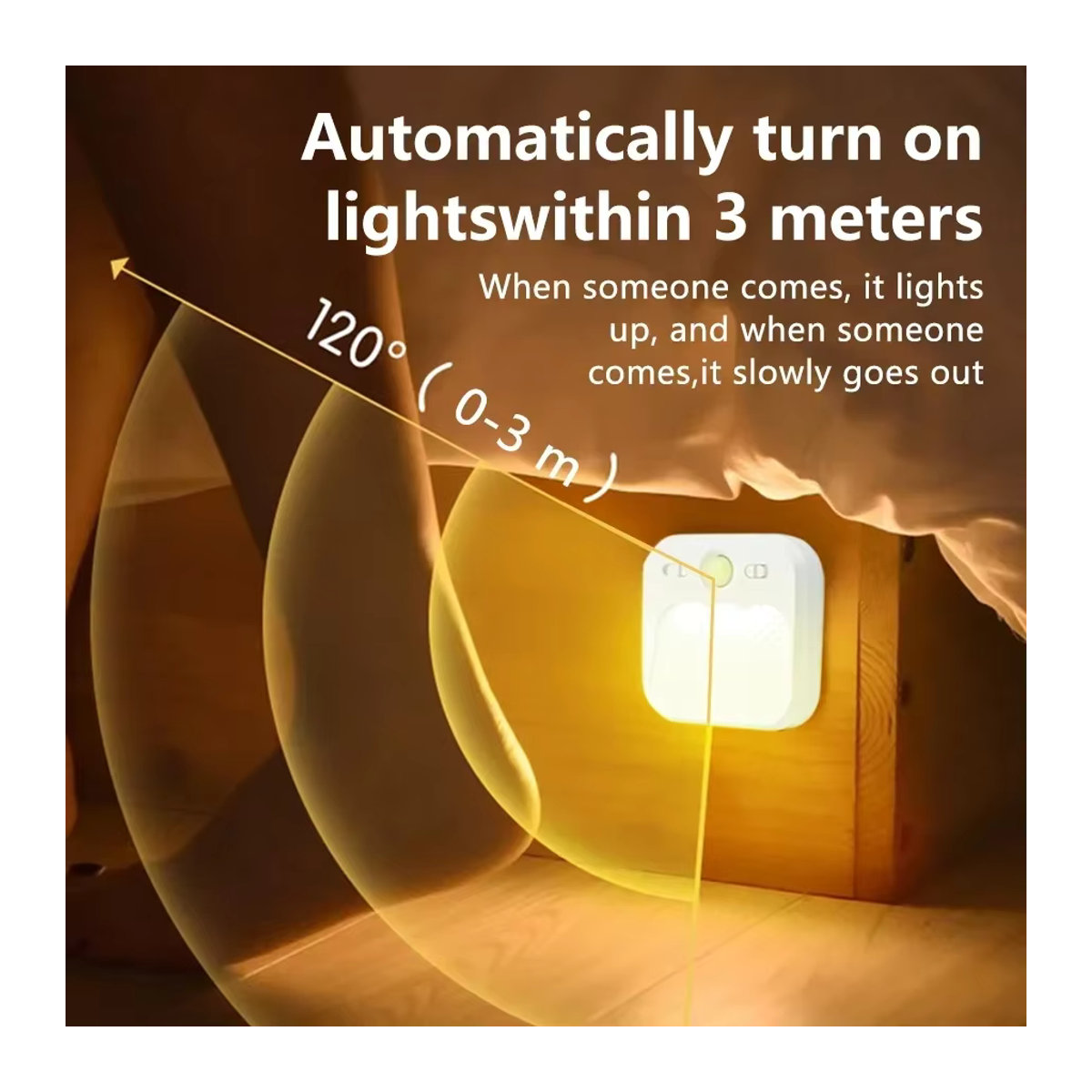 ATcomm Minimalistisches LED Nachtlicht mit Bewegungssensor und USB-Wiederaufladung für Schlafzimmer, Treppe und Schrank - Bild 3