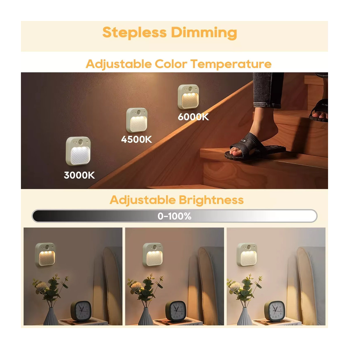 ATcomm Minimalistisches LED Nachtlicht mit Bewegungssensor und USB-Wiederaufladung für Schlafzimmer, Treppe und Schrank - Bild 5