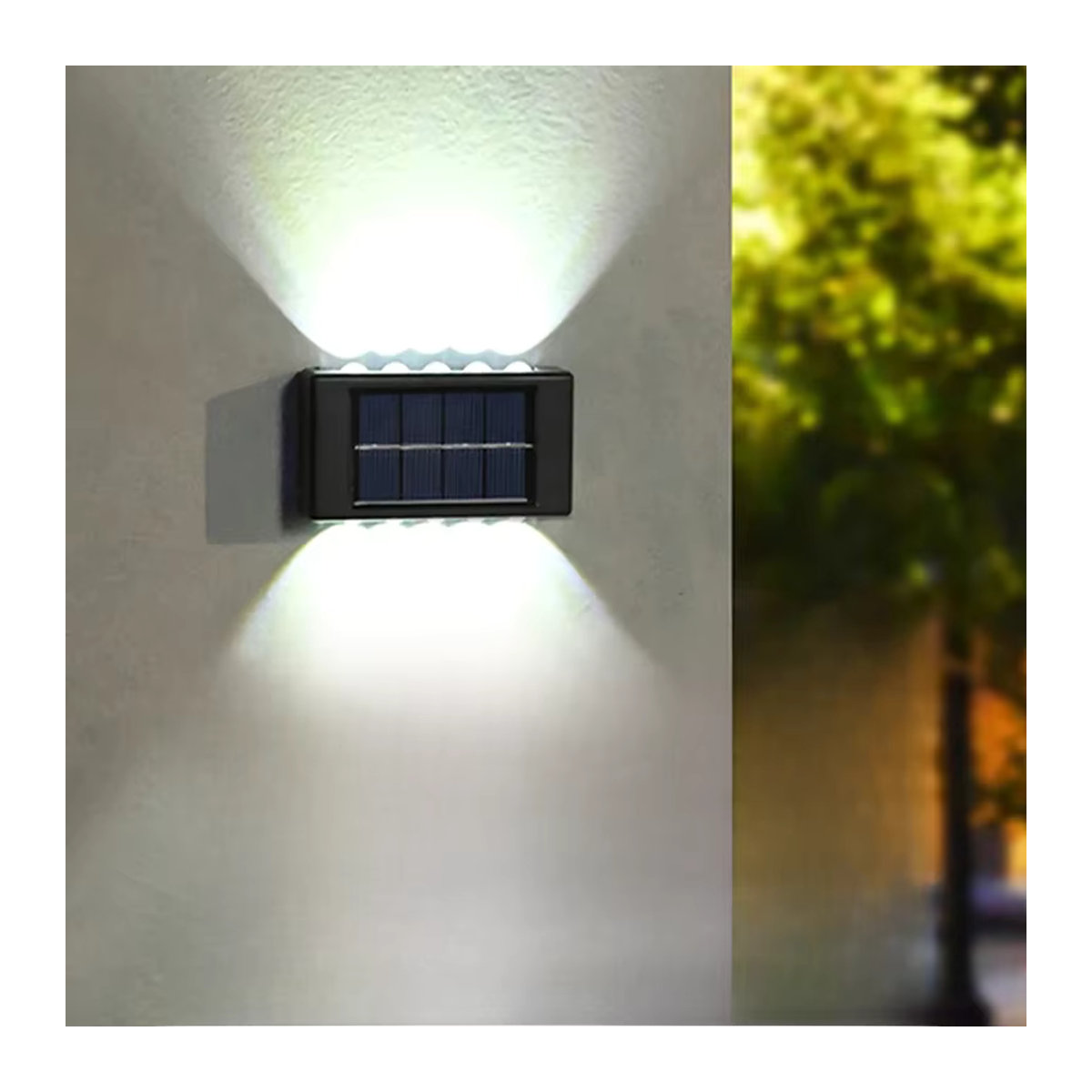 ATcomm Solar Wandleuchte LED Schwarz Minimalistisch mit Up-and-Down-Licht für Garten und Außenbereich - Bild 6