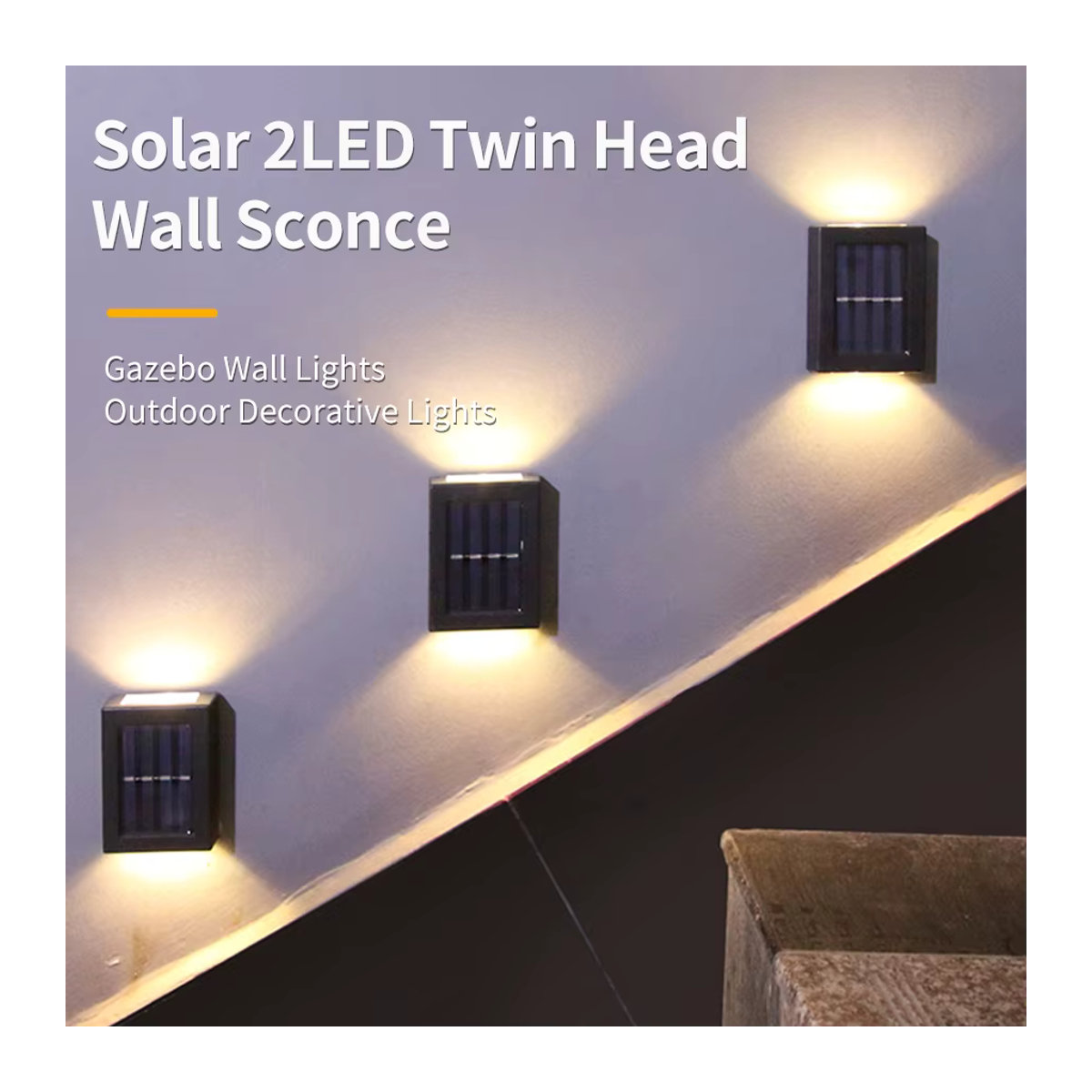 ATcomm Solar Wandleuchte Schwarz Minimalistisch für Garten und Außenbereich Up und Down Wall Washer Wasserdicht - Bild 2