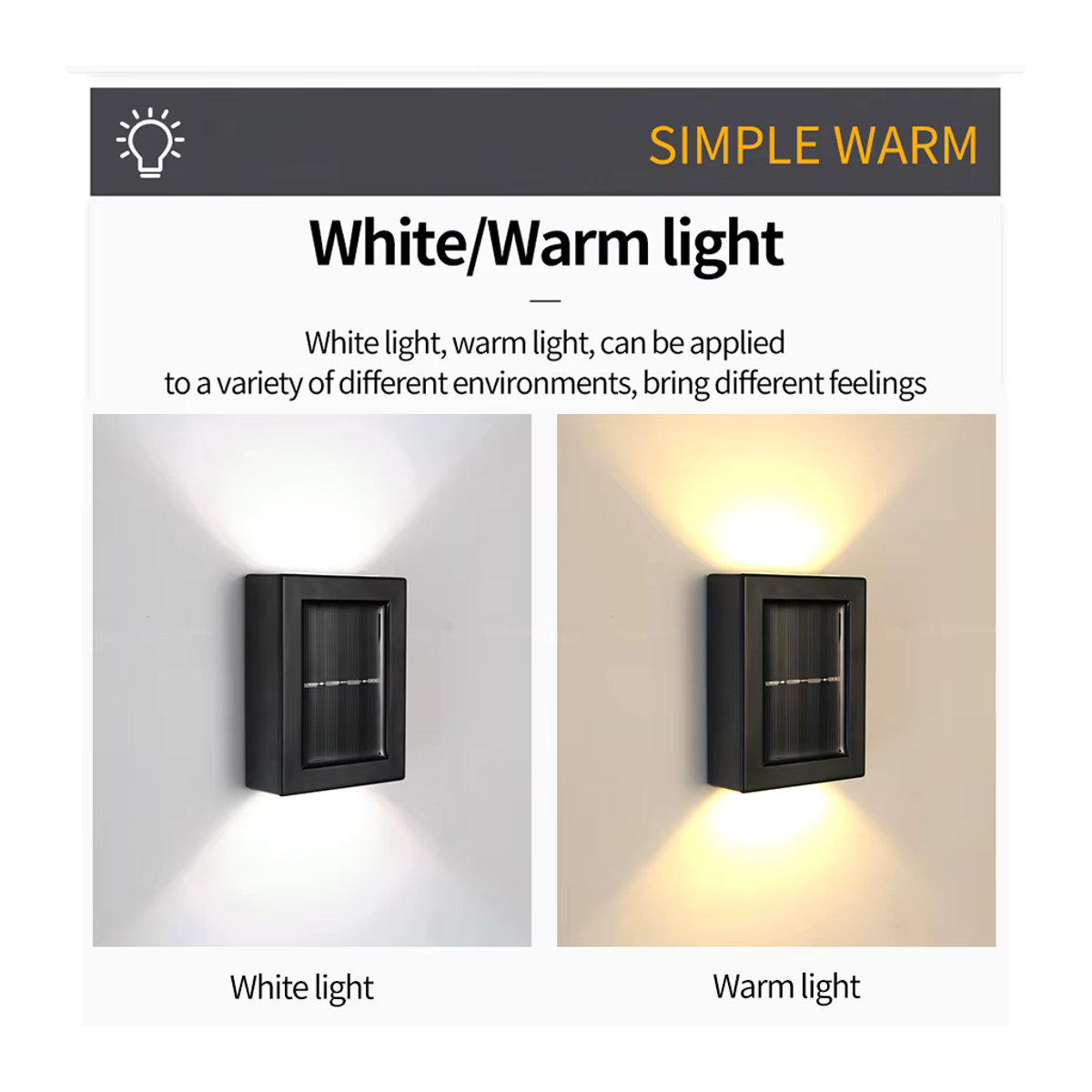 ATcomm Solar Wandleuchte Schwarz Minimalistisch für Garten und Außenbereich Up und Down Wall Washer Wasserdicht - Bild 4