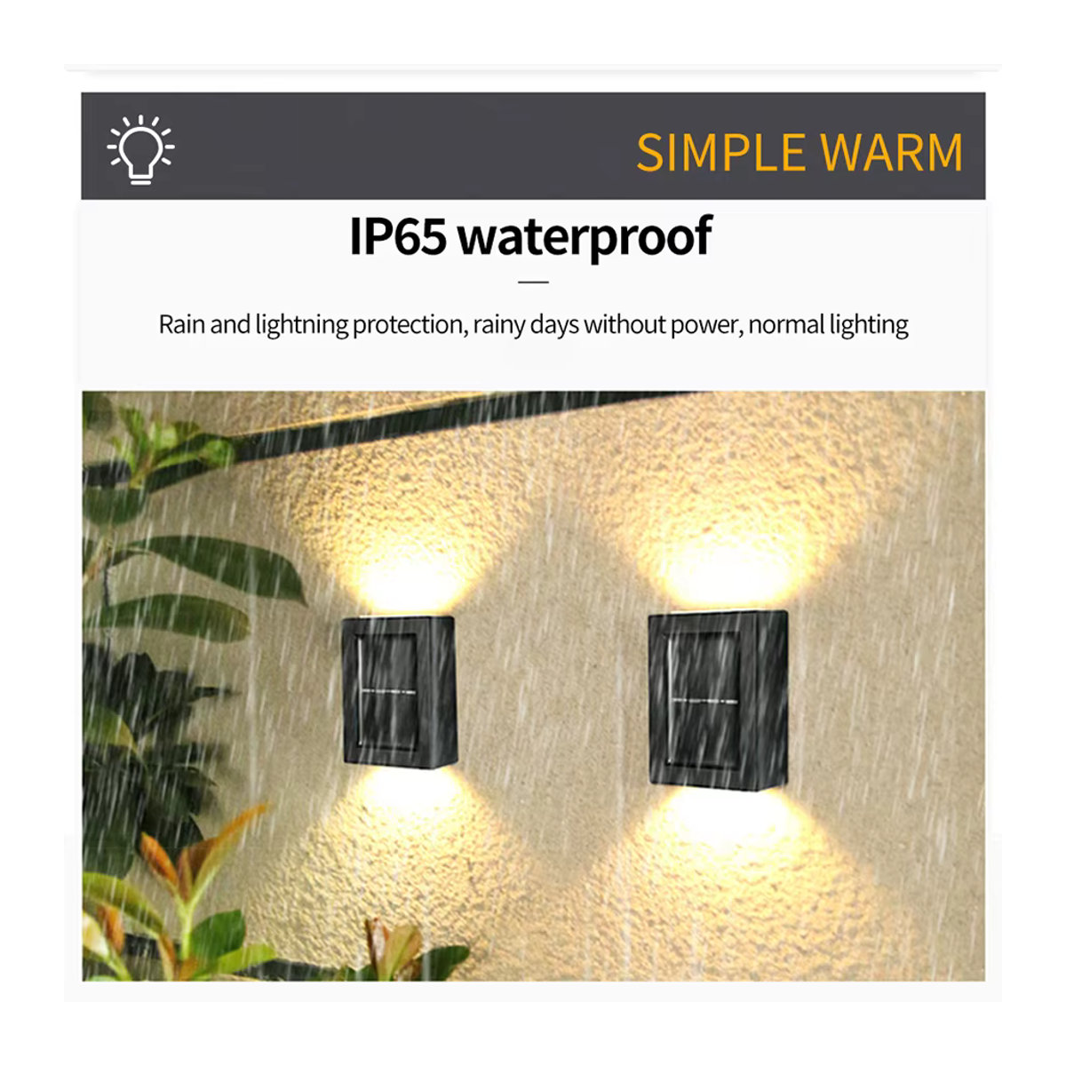 ATcomm Solar Wandleuchte Schwarz Minimalistisch für Garten und Außenbereich Up und Down Wall Washer Wasserdicht - Bild 5