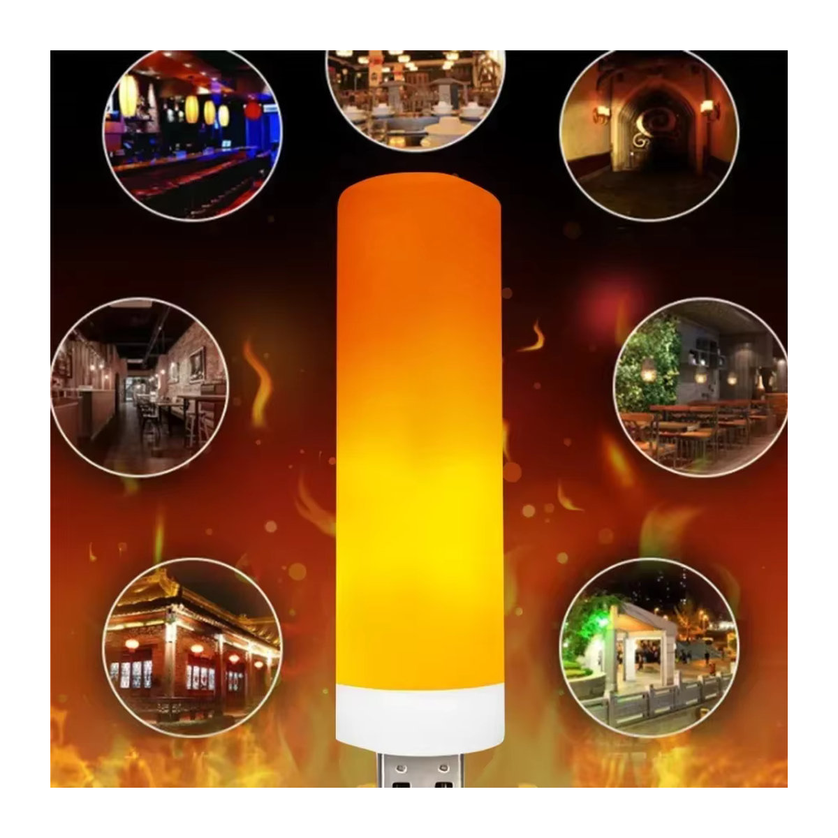 ATcomm USB LED Flammenlampe mit dynamischer Feuer-Effekt in Orange - Bild 4