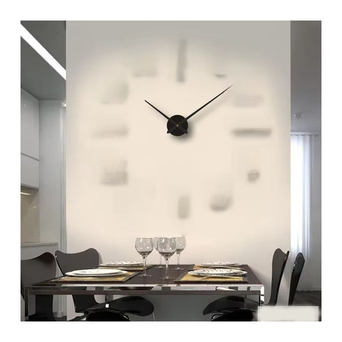ATEND 3D-Zahlenposter Wanduhr in Schwarz, minimalistisches Design aus Kunststoff, rahmenlos, Wanddekoration für Wohnzimmer und Schlafzimmer - Bild 3