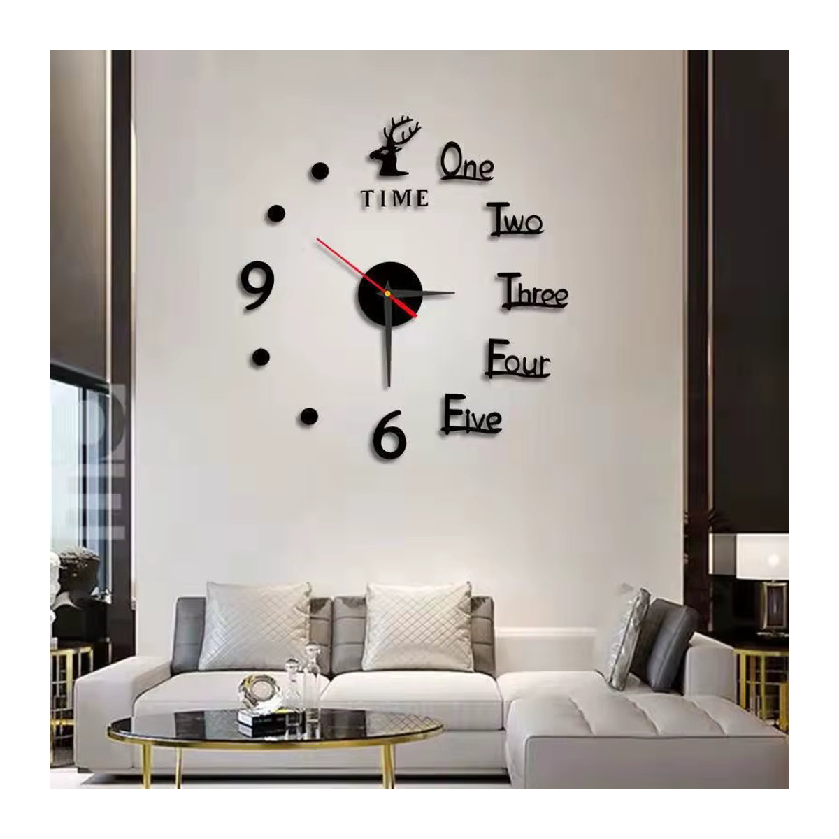 ATEND Wanduhr mit 2D-Muster in Schwarz oder Weiß, geräuschlos und minimalistisch, Durchmesser: 40 cm - Bild 3
