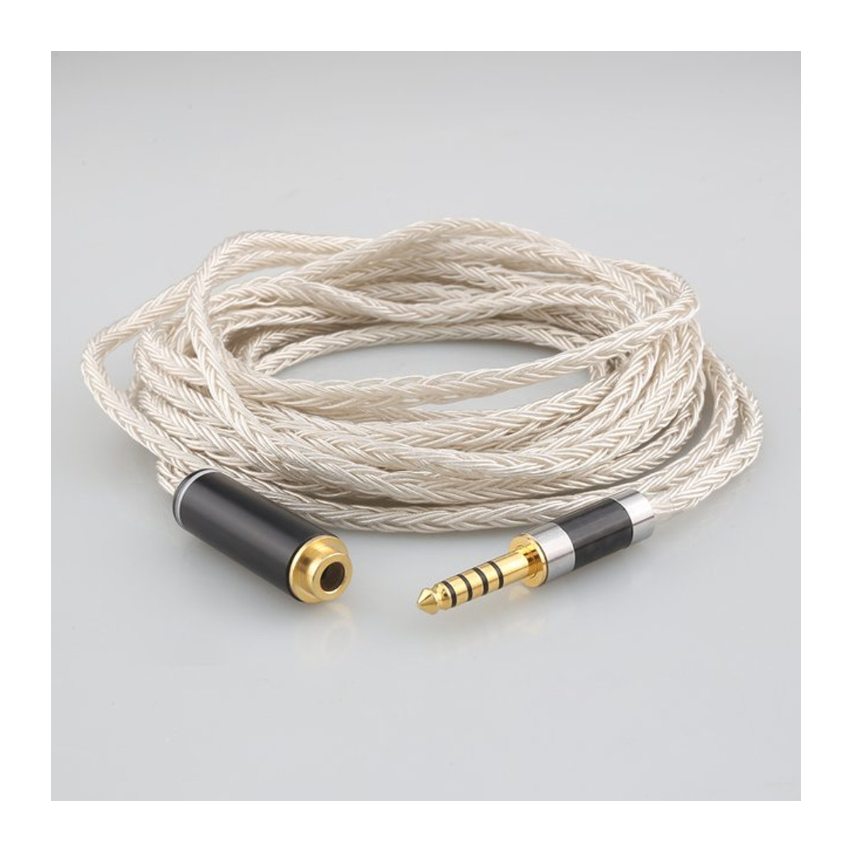 Audiocrast HiFi Kopfhörer Verlängerungskabel mit 16 Core OCC Silber beschichtet für XLR, 2,5mm, 3,5mm, 6,5mm und 4,4mm männlich auf 4,4mm weiblich, Farbe: Silber - Bild 1
