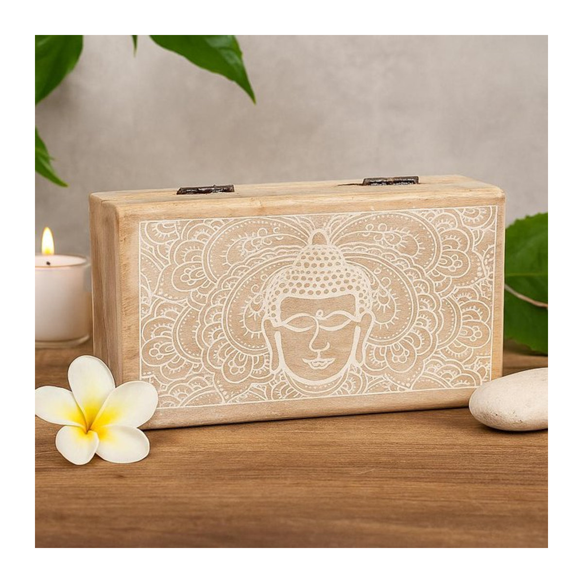 Aufbewahrungsbox Buddha-Gesicht von SHAMTAM in Weiß, B/T/H: 17 x 10 x 4,2 cm - Bild 1