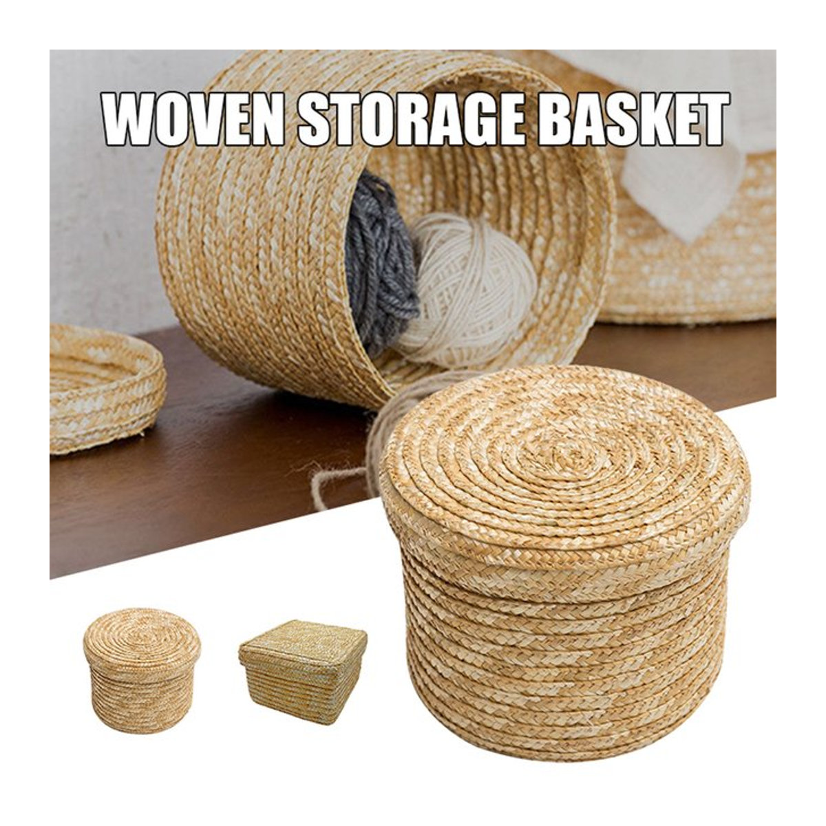 Aufbewahrungskorb aus Seegras und Rattan in Blau als Snack-Behälter - Bild 1