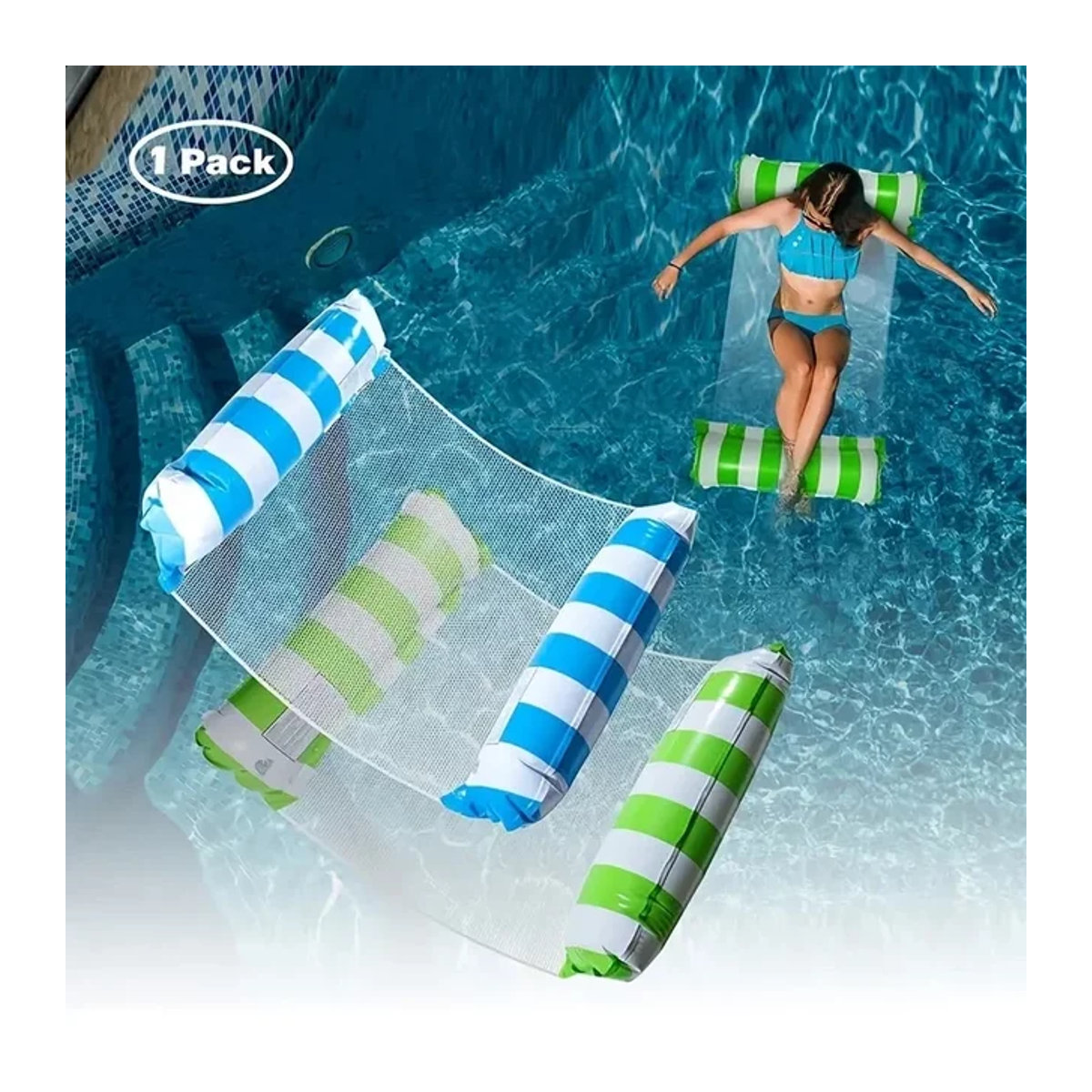 Aufblasbare Schwimmer-Hängematte für Erwachsene zum Entspannen im Pool und beim Wassersport - Bild 1